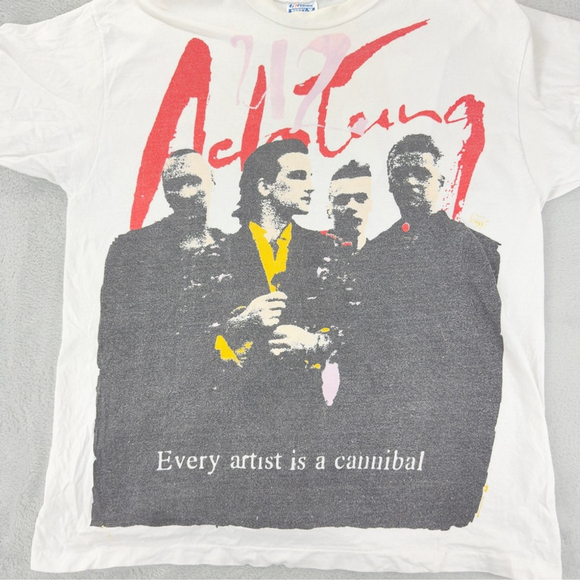 VTG U2 Men Sz XL 1990s Achtung Baby Zoo Every Artist is a Cannibal Single Stitch - Picture 10 of 12